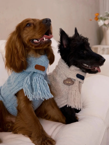 Cloud Sleeveless 100% Wool Sweater for Dogs – Small & M front view – AlphaFluffy