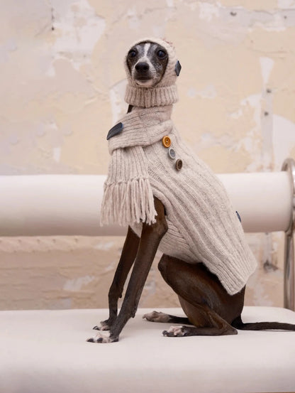 Cloud Sleeveless 100% Wool Sweater for Dogs – Small & M side view – AlphaFluffy