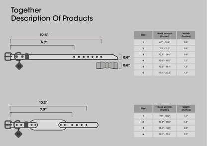 designer dog collars and leashes size chart