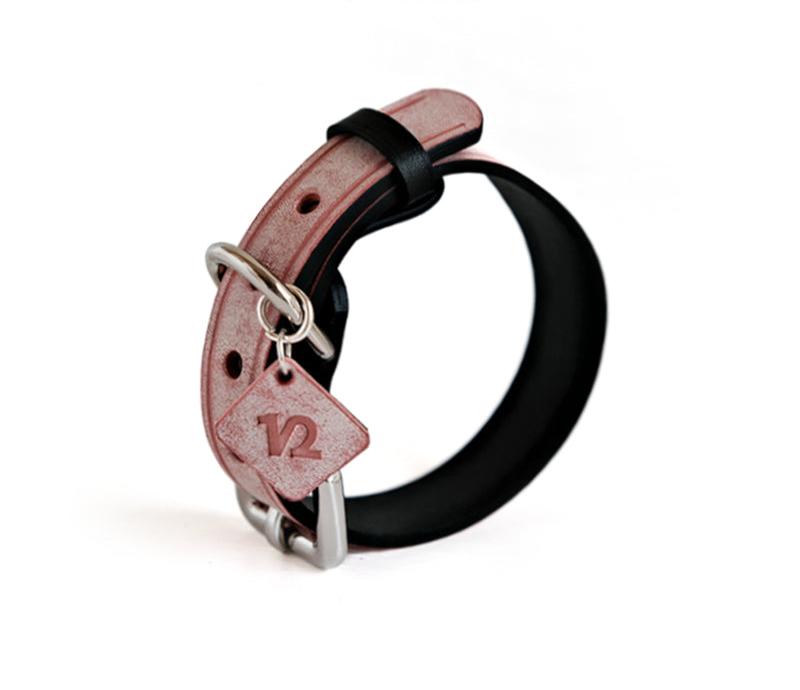 Black Pink leather dog collars with a bowtie design, featuring Italian handmade craftsmanship. Perfect as a personalized dog collar, designer dog collars, puppy collars, cool dog collars, cute dog collars, leather dog collars, and cat collar for stylish pets.