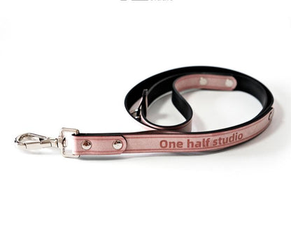 Black Pink leather dog collars with a bowtie design, featuring Italian handmade craftsmanship. Perfect as a personalized dog collar, designer dog collars, puppy collars, cool dog collars, cute dog collars, leather dog collars, and cat collar for stylish pets.