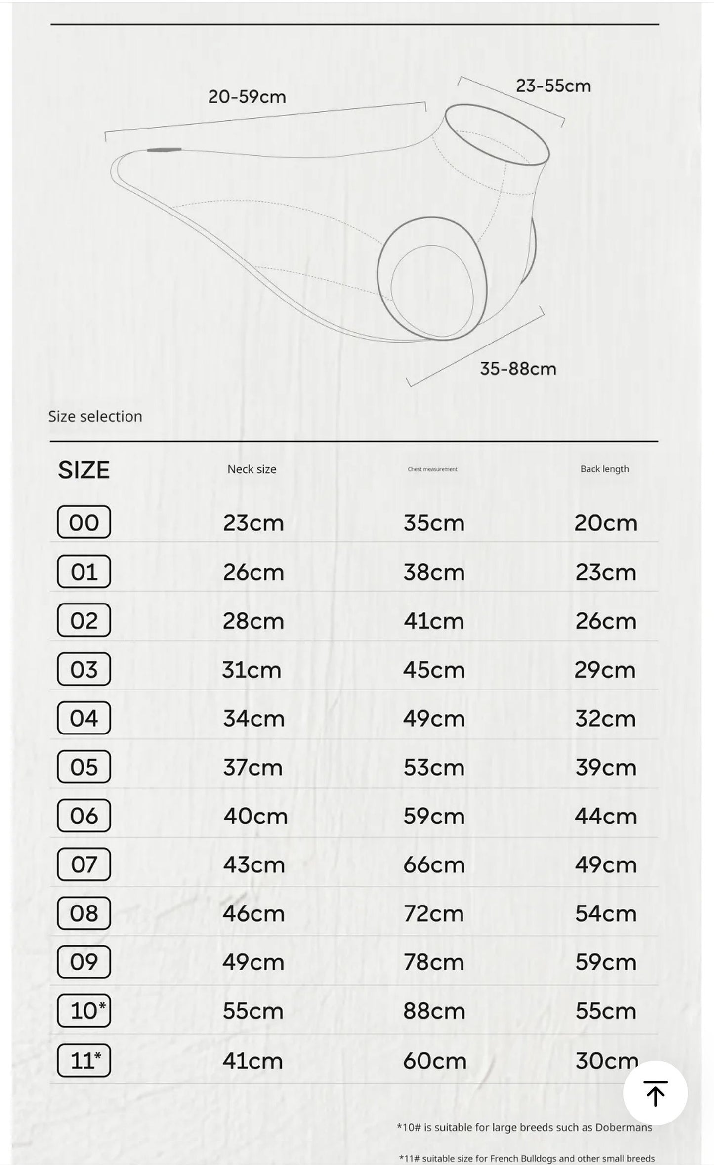 Cooling Vest size-chart