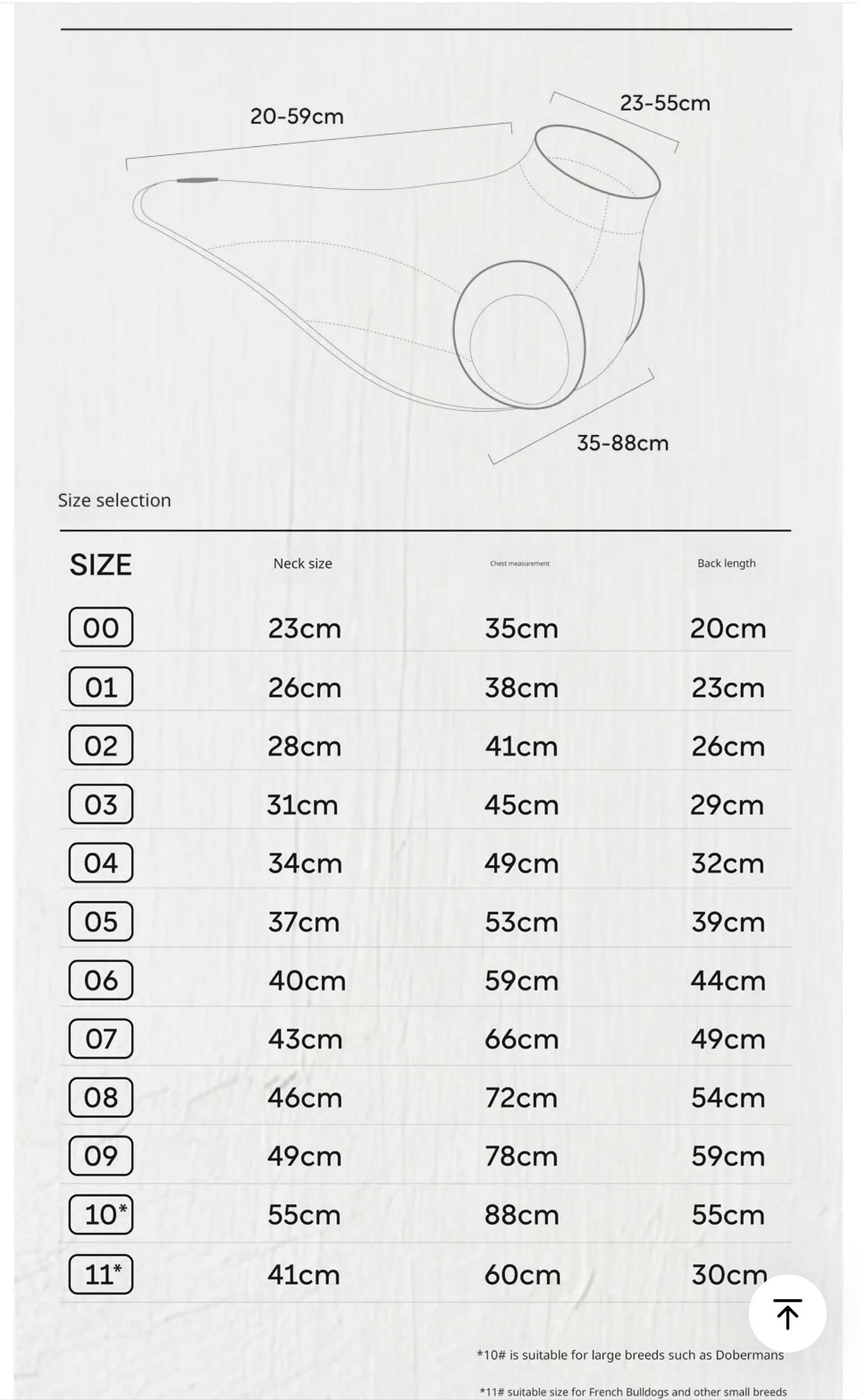 Cooling Vest size-chart