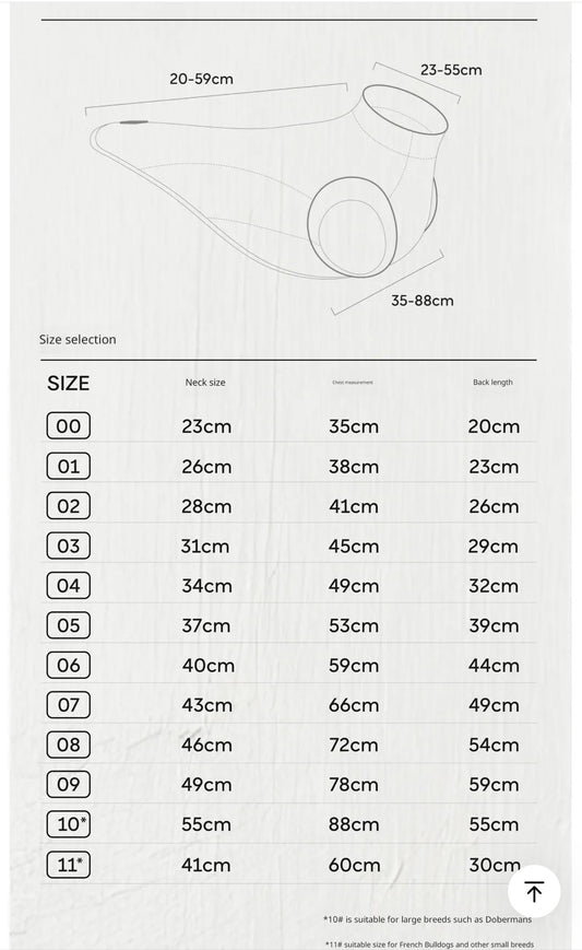Cooling Vest size-chart - AlphaFluffy